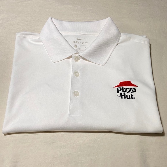 Nike Dri-FIT Pizza Hut Polo Shirt Men’s Medium White | Sporty Workwear Activewea - Picture 9 of 9